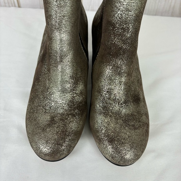 Kenneth Cole Ankle Boots Distressed Brown Silver Metallic Chunky Heel Size 8.5 - Picture 8 of 16